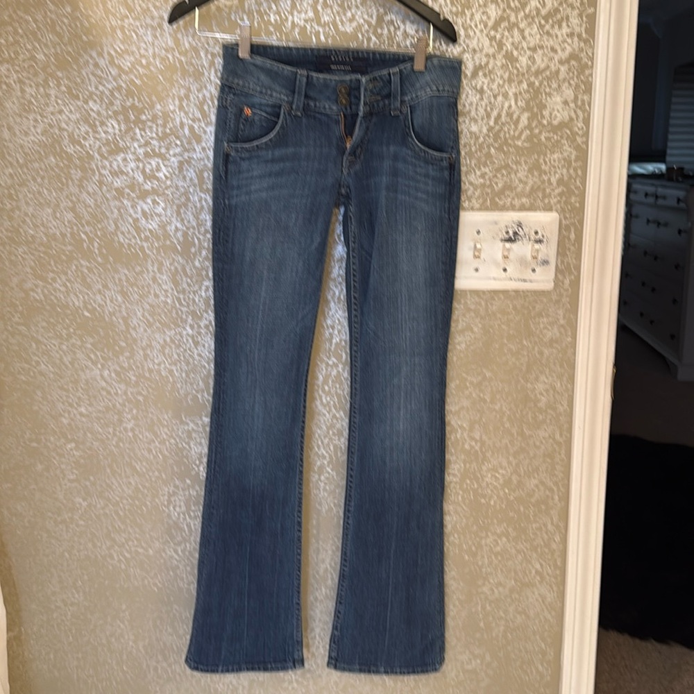 Hudson jeans, low rise, flare, bottom size 24, like new dark denim